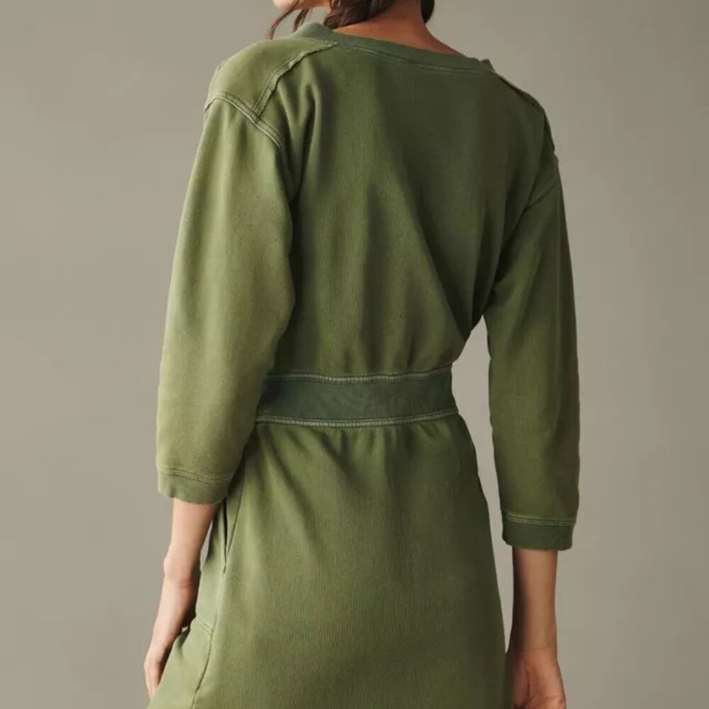 Anthropologie UTILITY Sweatshirt Mini Dress XS green NWT Daily Practice comfy